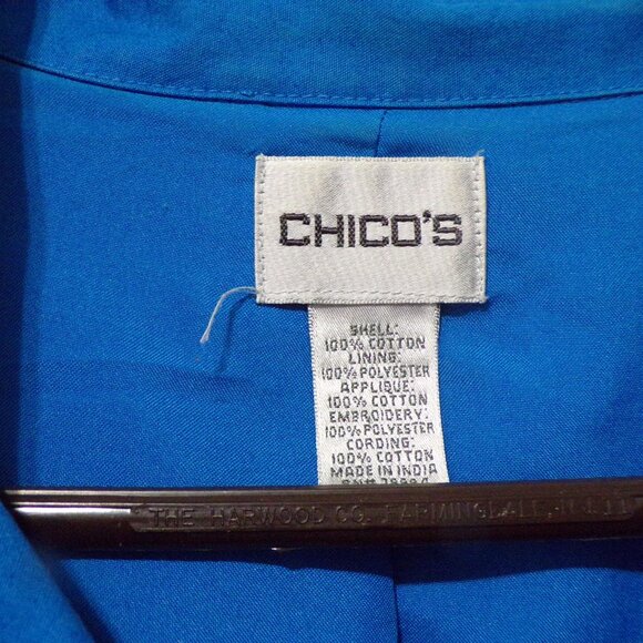 Chico's Blue Sea Jacket100% Cotton 5 Button Size Small - Picture 2 of 4